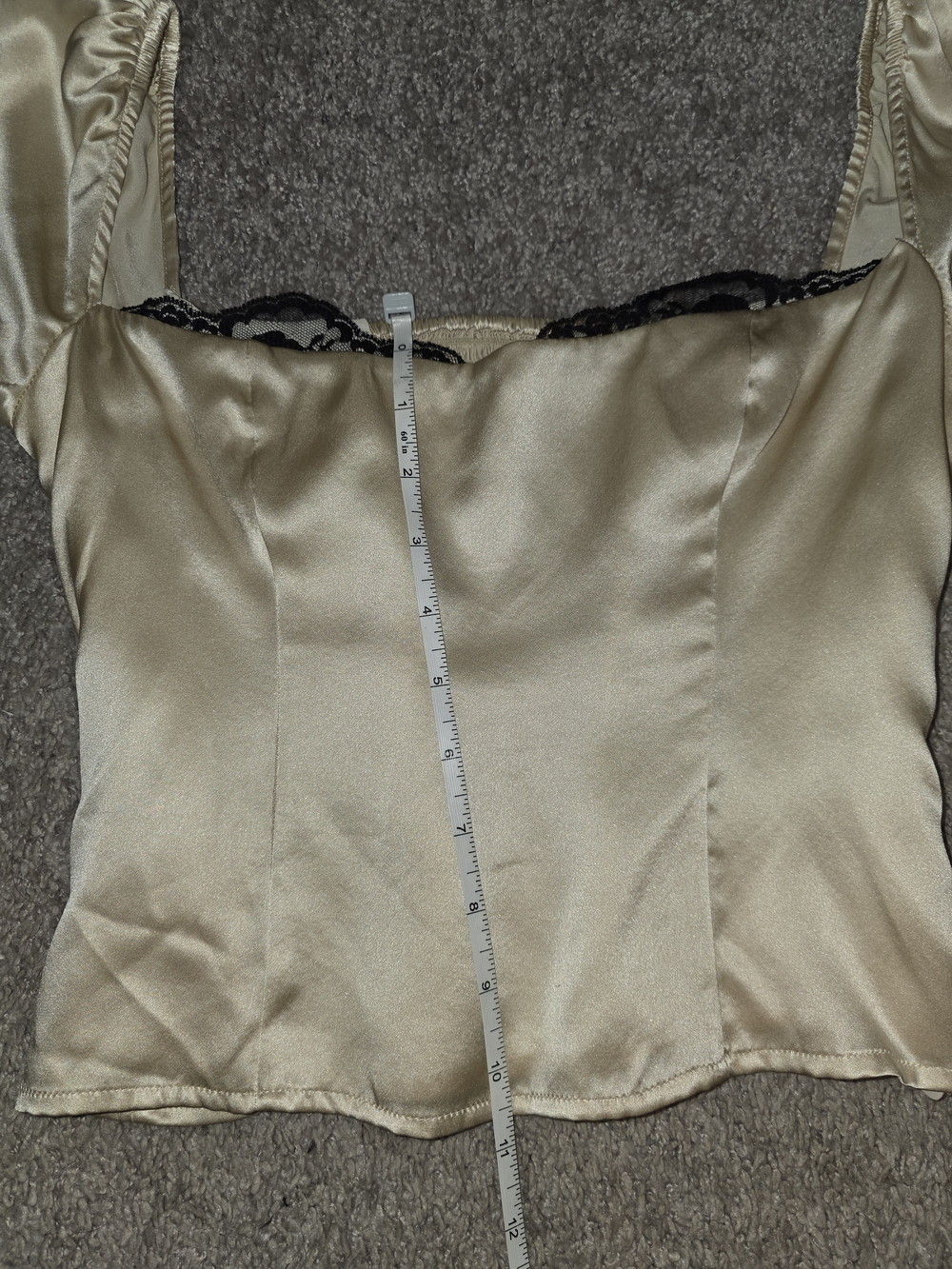 Reformation Cream Silk Blouse with Contrast Lace Trim - Picture 14 of 16